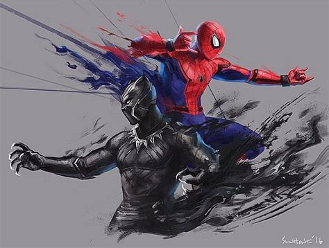 Black Panther & SpiderMan  Marvel art, Marvel superheroes, Marvel