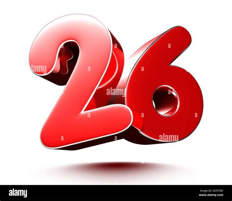 Red Numbers 26 On White Background Illustration 3d Renderingwith