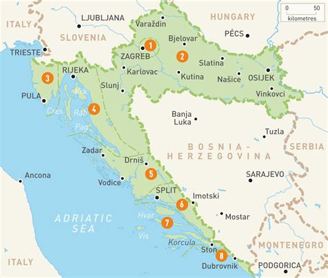 Croatian coast map (page 1) croatia's adriatic coast the ohio state university alumni association cruise croatia along the scenic adriatic coast and islands Map of croatian islands - Map of croatia and islands ...