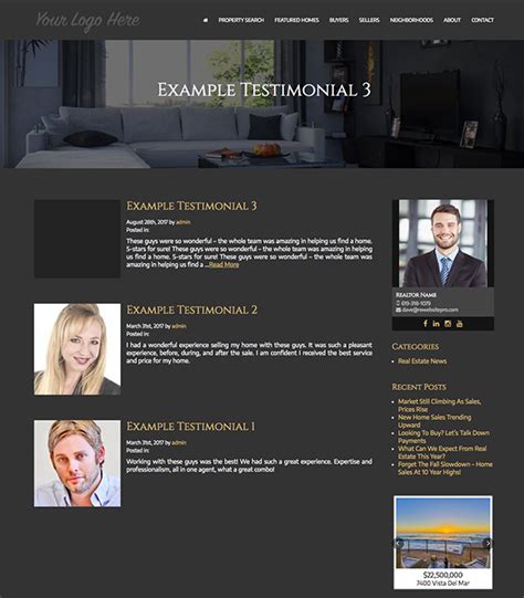 Real Estate Testimonials Pages