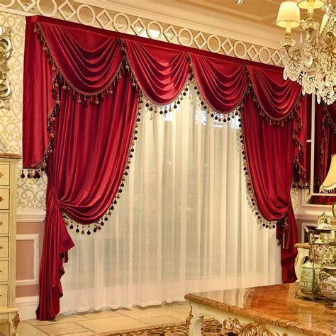 1pc valance swag topper voile sheer window dressing curtain grommet home decor. Pair of Luxury Velvet Swag And Tails Window Curtains ...