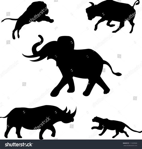 Africas Five Wild Beasts Elephant Rhino Stock Vector 111039506