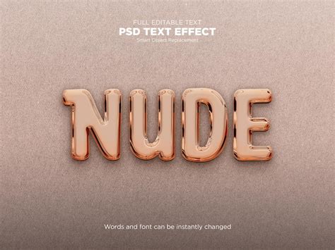 Efeito de texto 3d editável nude PSD Premium