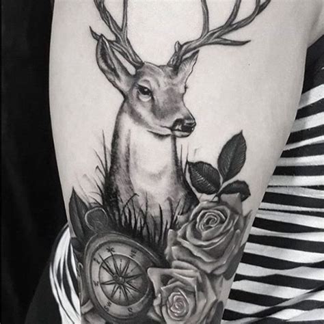 Deer Antlers And Flowers Tattoo Best Flower Site
