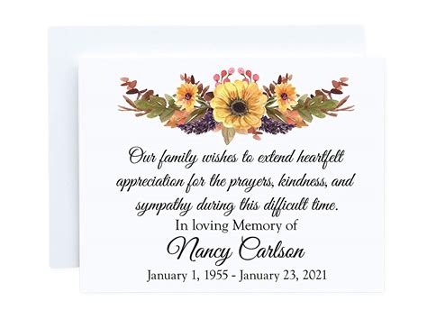 Sympathy Card Appreciation Thank You Message After Funeral Find Our Love