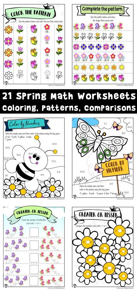 Spring Math Worksheets Addition Color By Number Worksheets For