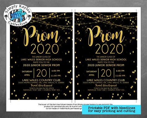 Black And Gold Prom Invitation A Starry Night Prom Etsy