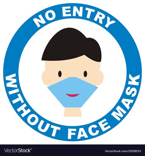 No Entry Without Face Mask Blue Circle Royalty Free Vector