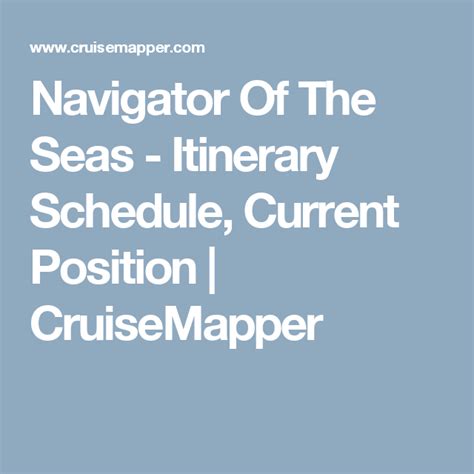 Navigator Of The Seas Itinerary Schedule Current Position