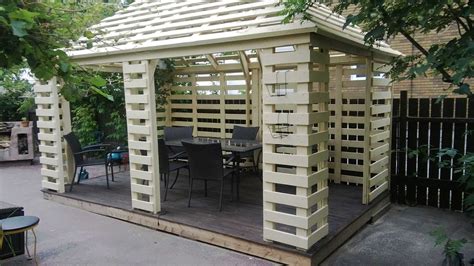 Nice Pavilion Made From Recycled Pallets Garden Pallethut Palletshed