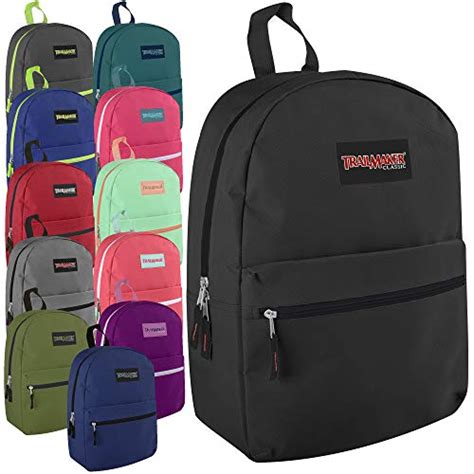 19″ Wholesale Basic Backpacks In 12 Assorted Colors Bulk Case Of 24