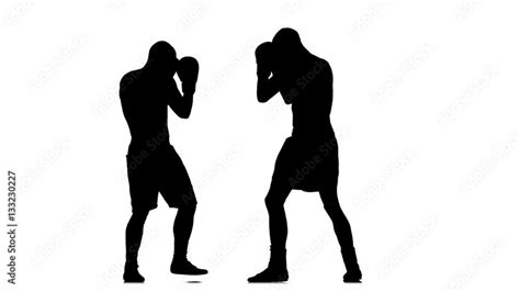 Intensive And Intense Fight Between Two Boxers Black Silhouette Vídeo