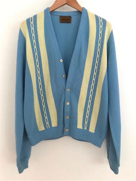 Mens Vintage 1950s Cardigan Sweater Blue Pale Etsy Vintage Cardigan Outfit Vintage