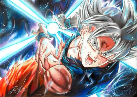 Goku Mastered Ultra Instinct In Colored Pencil Drawing
