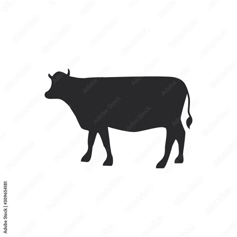 Cattle Angus Cow Silhouette Farm Logo Design Isolated On White