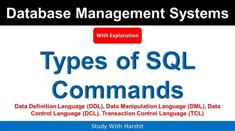 Different Types Of Sql Commands Ddl Dml Dcl And Tcl In Dbms Youtube