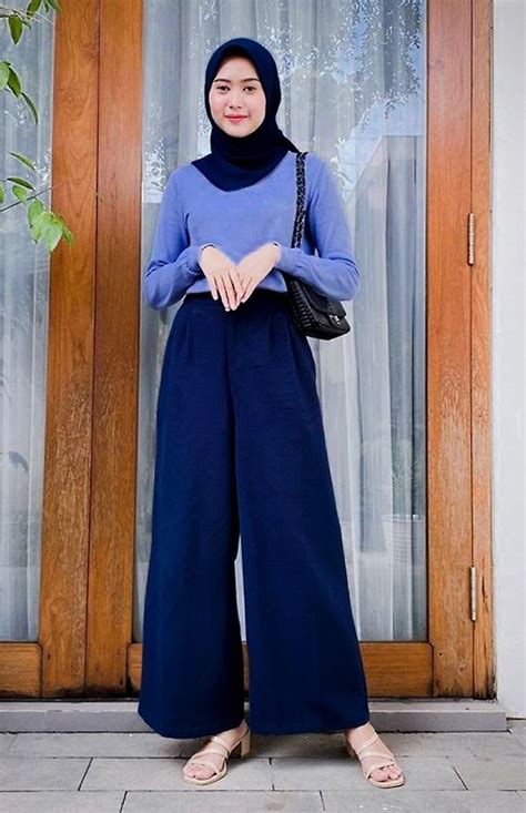 Ootd Kulot Biru Dongker Hijab Ootd Kulot Style Hijab Ootd Casual