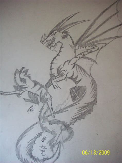 Wolf And Dragon Tattoo By Porshiawolfe On Deviantart