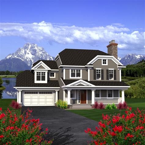 This two story modern style house design can be used for sloping lot as shown below. Howe Two-Story Country Home Plan 051D-0791 | House Plans ...