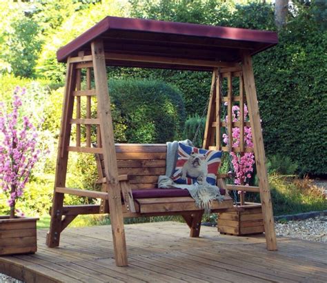 Wooden garden swing seats uk. Charles Taylor Dorset Burgundy 2 Seater Swing Seat ...