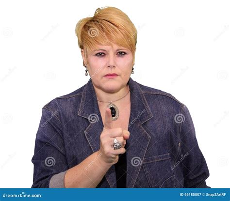 Mature Woman Body Language Angry Warning Stock Image Image Of Lingo