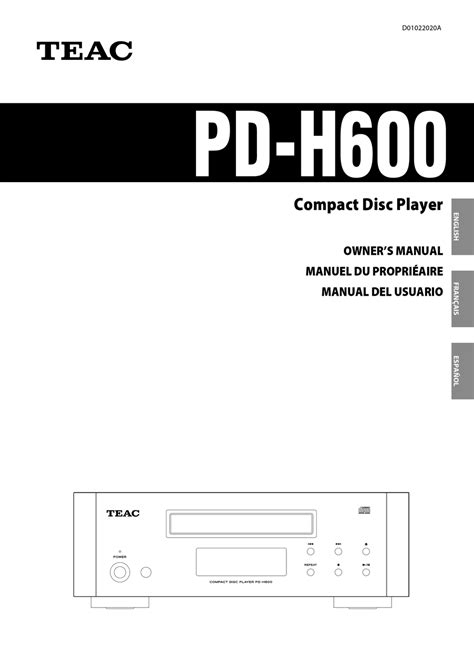 Teac Pd H600 Cd Player Owners Manual Manualslib