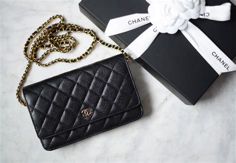 Chanel Wallet On Chain Classic Quilted Caviar With Gold Hardware Black