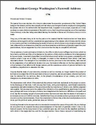 Here are summaries of the state of the union addresses given by presidents donald trump and barack obama. President George Washington's Farewell Address | Student ...
