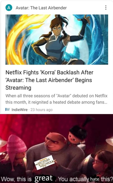D Avatar The Last Airbender Netflix Fights Korra Backlash After Avatar The Last Airbender