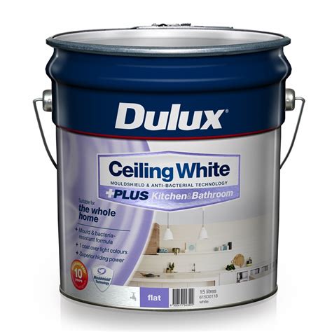 Buy a tester in this colour. Dulux 15L Ceiling White +PLUS Kitchen&Bathroom Paint ...