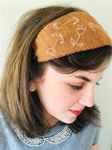 Fall Flowers Embroidered Headband Kunin Felt