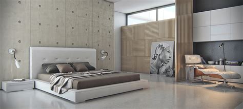 Concrete Bedroom Featre Wall Interior Design Ideas