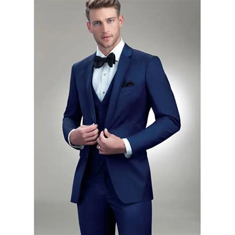 Latest Coat Pant Designs Navy Blue Men Wedding Suits Groom Style Suit Slim Fit Piece