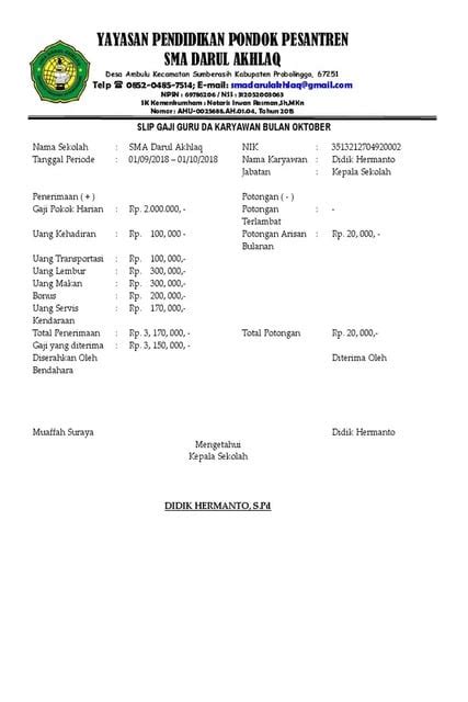 8 Contoh Slip Gaji Sederhana Dan Formatnya Bisa Dibuat Dengan Mudah