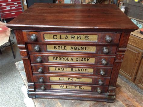 Use ice cube trays to organize your bobbins. Antique Clarks Cherry 6 Drawers Sewing Spool Display ...