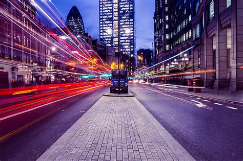 Royalty Free Photo Traffic Light Trails In The City Of London Pickpik