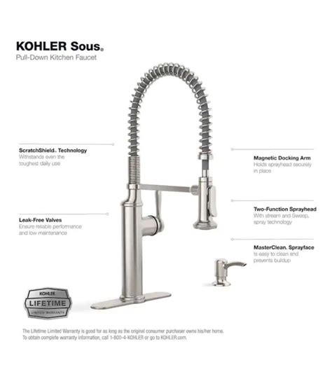 Kohler Sous Pro Style Single Handle Pull Down Sprayer Kitchen Faucet