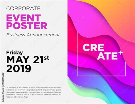 Business Announcement Vector Card Event Poster Template With Fluid