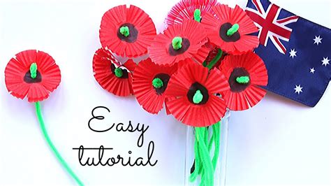 POPPY FLOWER CRAFT (Easy tutorial) ANZAC DAY & REMEMBRANCE DAY - YouTube