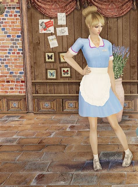 Uniform And Special Clothing Waitress Dress Clothes For Women Sims 2