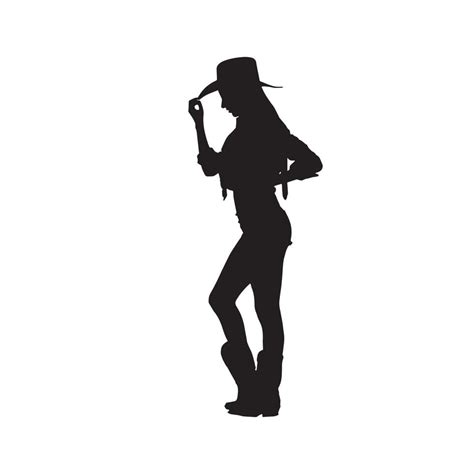 Beautiful Woman Wearing Western Suit Cowgirl Vector Silhouette On White Background 13081457