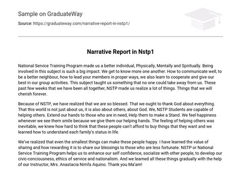 ⇉narrative Report In Nstp1 Essay Example Graduateway