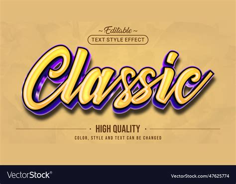 Editable Text Style Effect Classic Text Style Vector Image