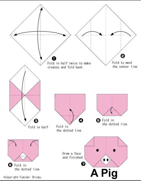 Pig Face Origami Pig Origami Easy Origami Instructions