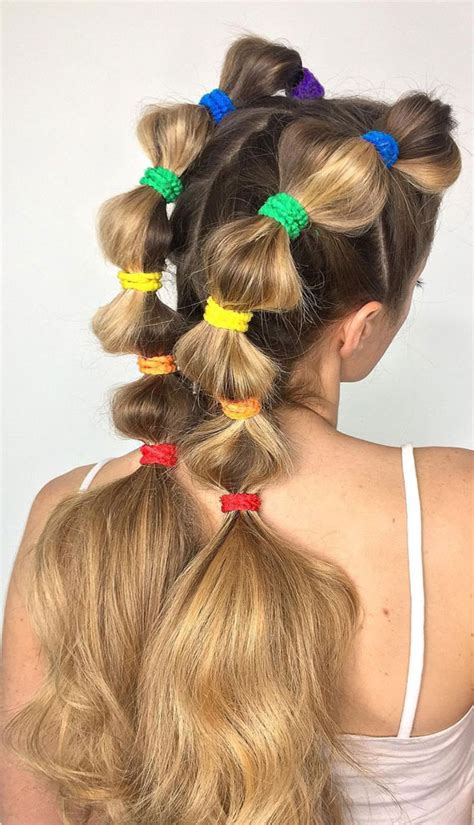 32 Cute Ways To Wear Bubble Braid Colourful Wrapped Bubble Braids
