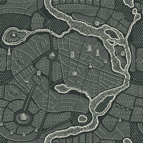 Premium Vector Seamless Pattern On The Theme Medieval City Map