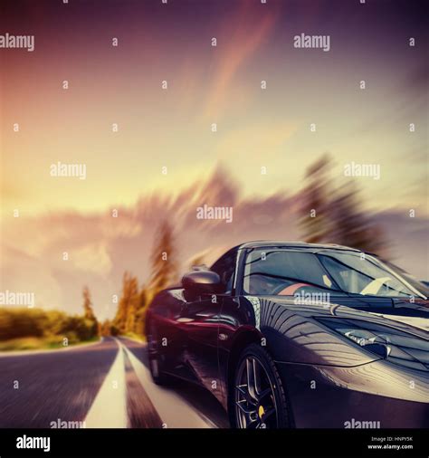 vintage retro car on the road Stock Photo - Alamy