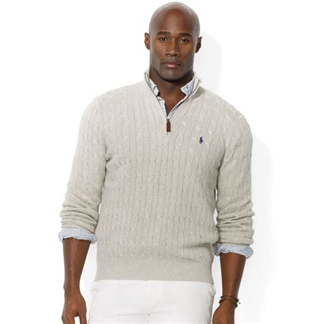 Lyst Ralph Lauren Polo Big And Tall Halfzip Cable Knit Tussah Silk