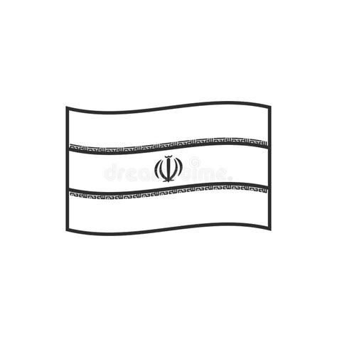 Iran Flag Icon In Black Outline Flat Design Stock Vector Illustration