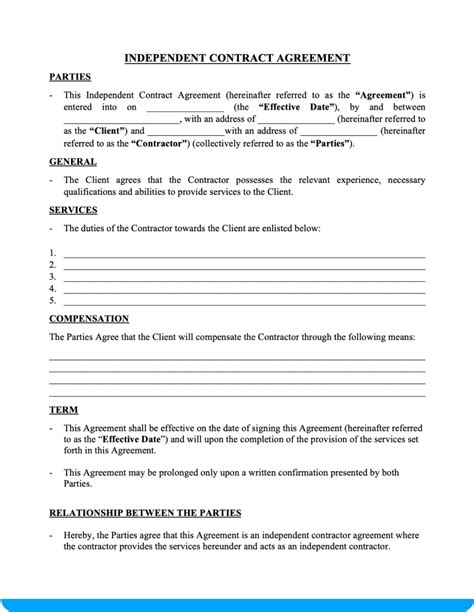 Printable Simple Contract Agreement